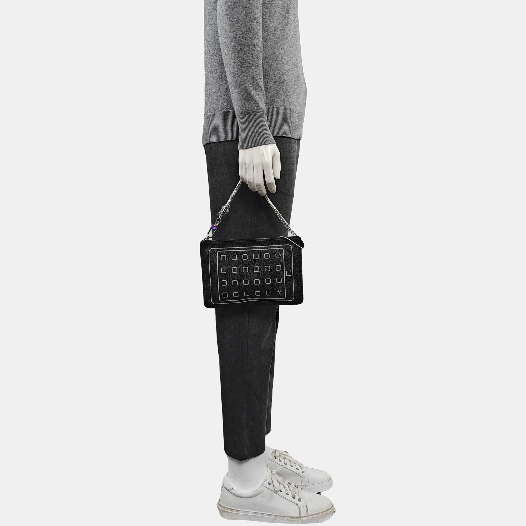 Monogram Coated Canvas Clutch Black