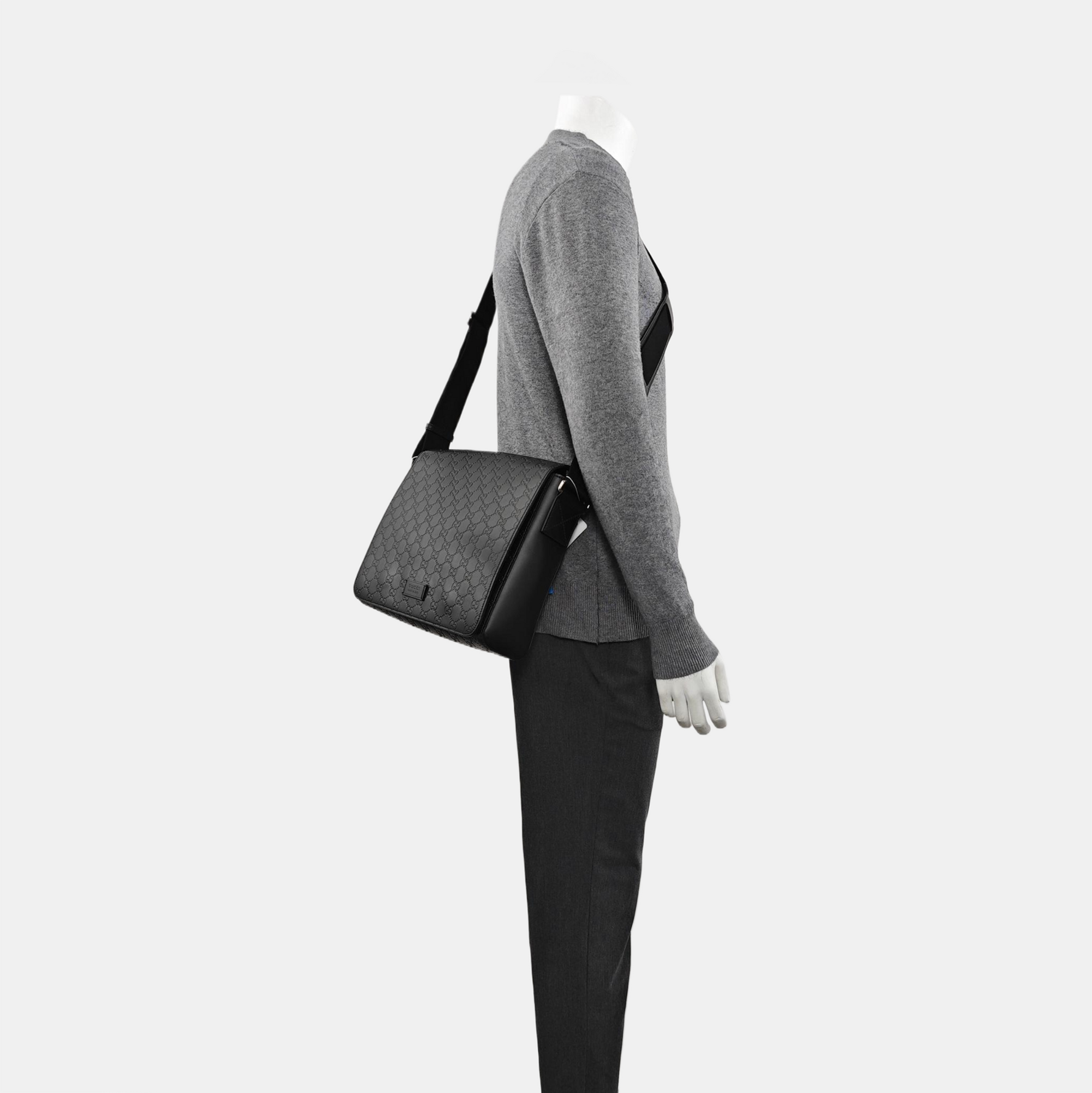 Monogram Calfskin Crossbody Bag Black