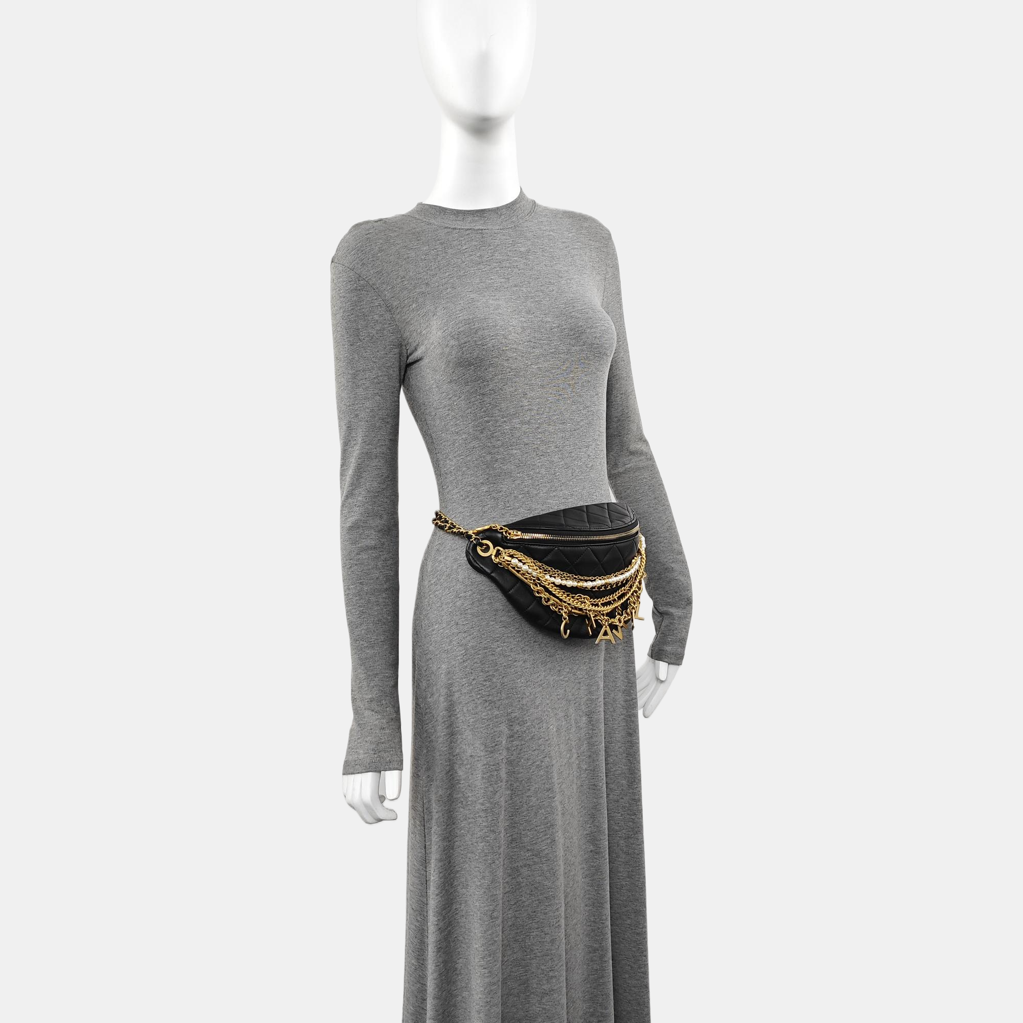 Quilted Lambskin Belt Bag Black
