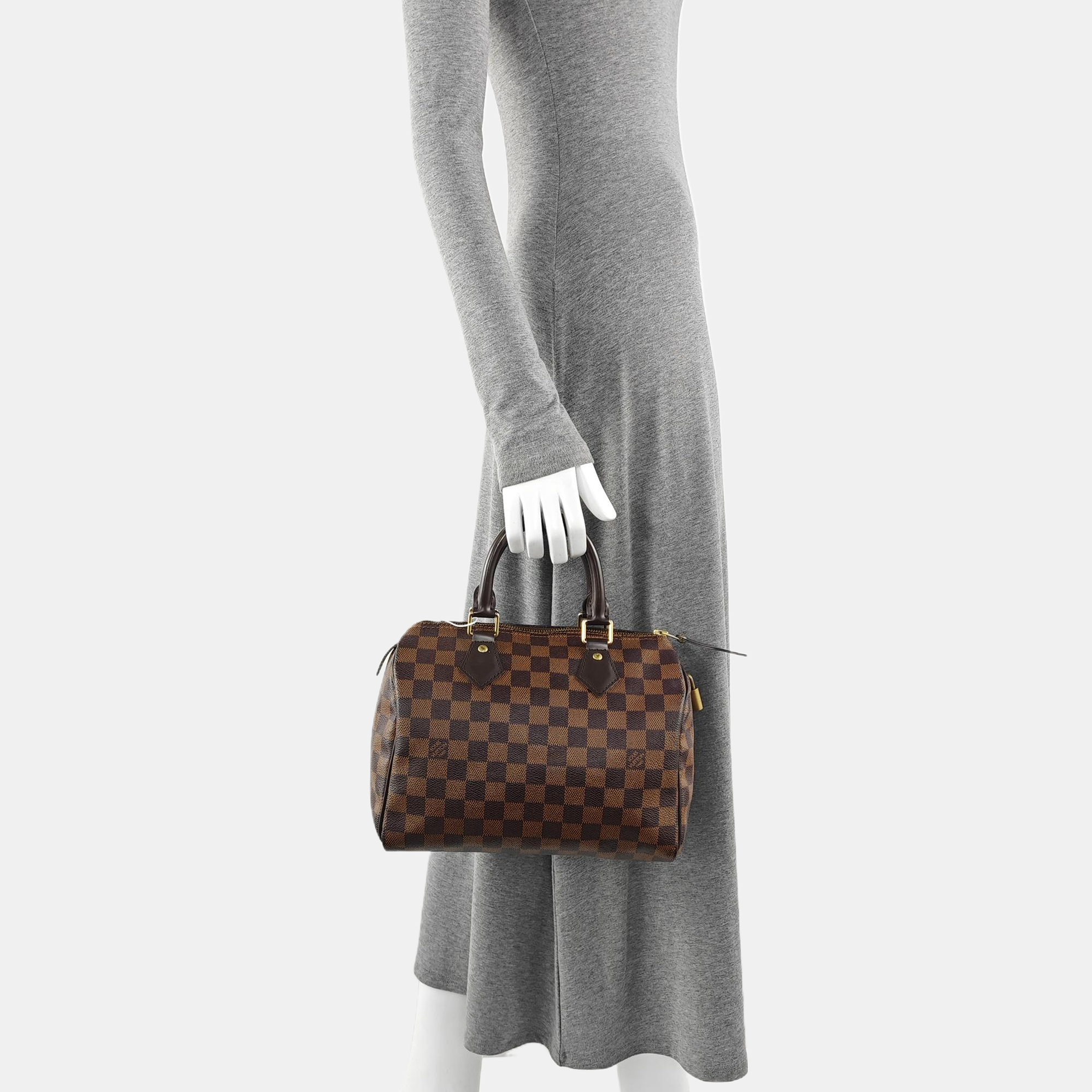 SPEEDY 25 Damier Ebene Coated Canvas Brown