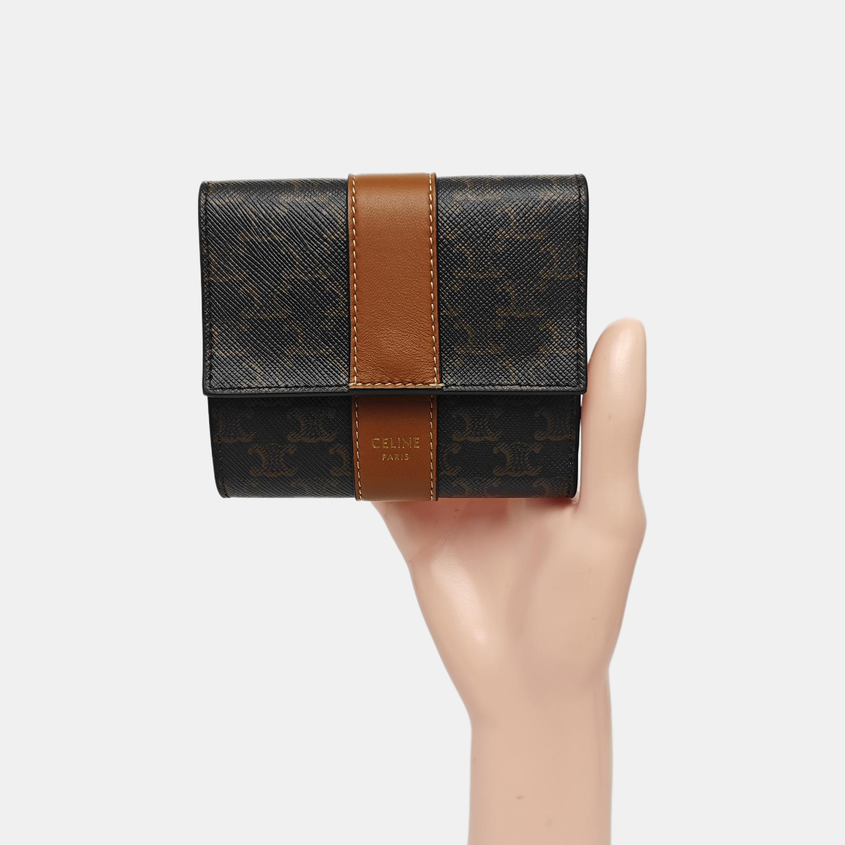 TRIOMPHE CANVAS Mini Coated Canvas Brown Wallet