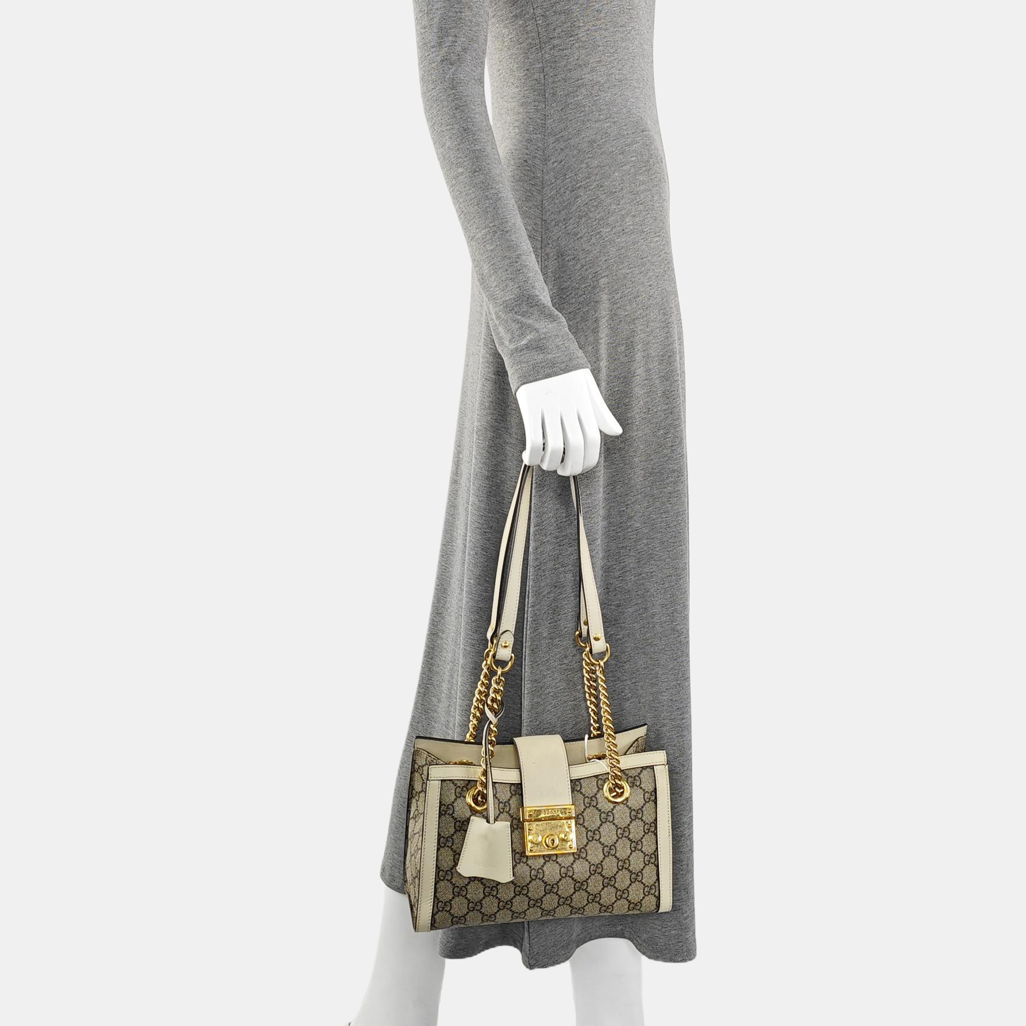 Padlock Small Monogram Coated Canvas Beige