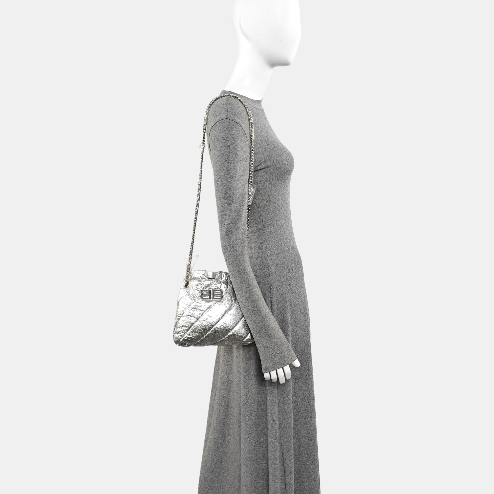 Crush Small Quilted Calfskin Silver
