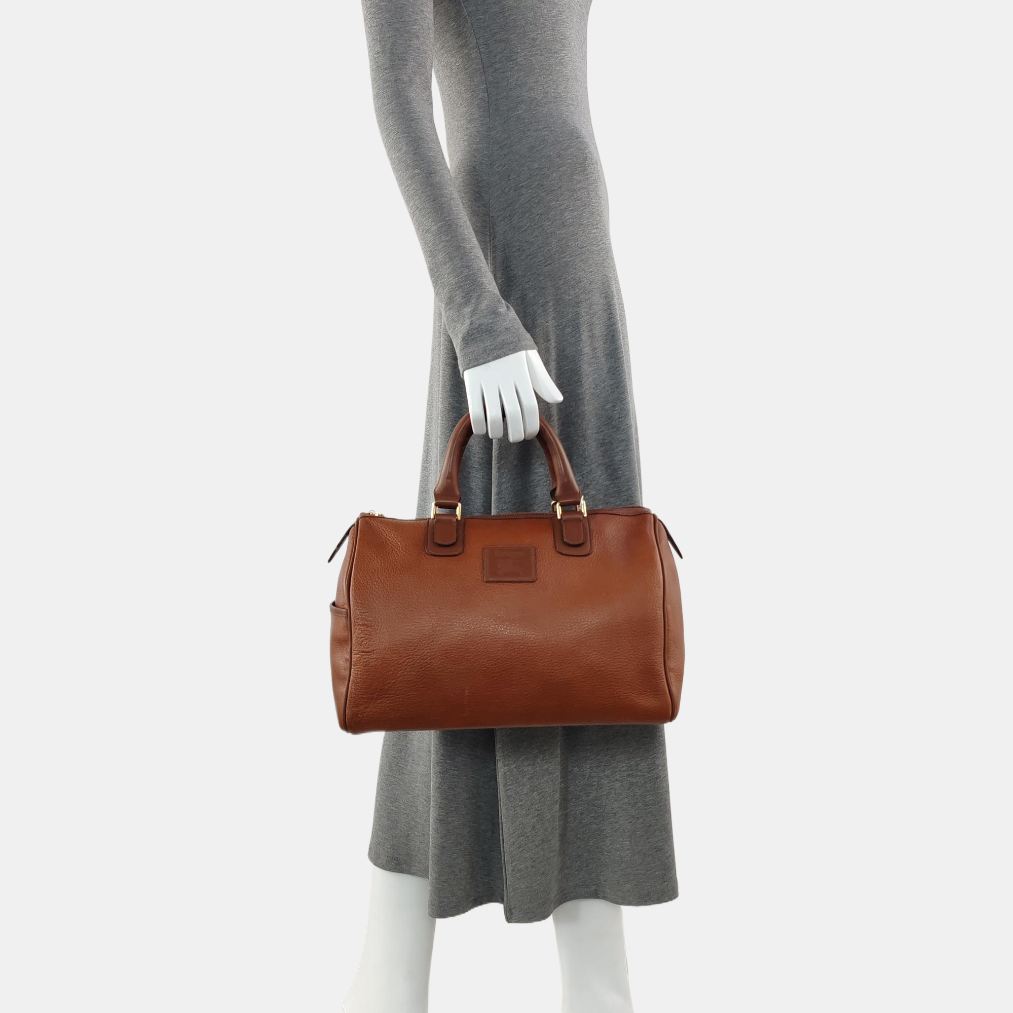 Calfskin Top Handle Bag Brown