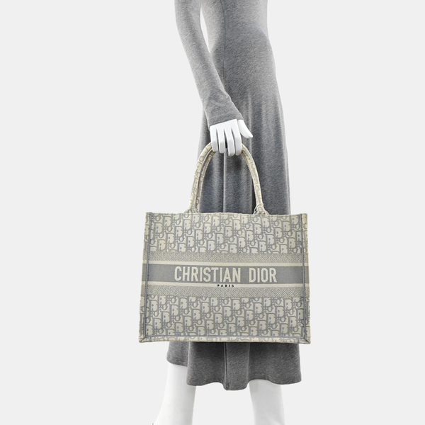 Book Tote Medium Oblique Canvas White