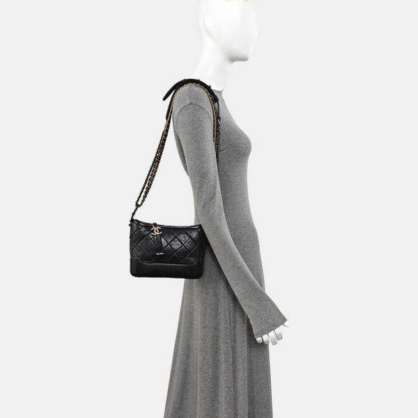 GABRIELLE Small Quilted Vintage Calf Black