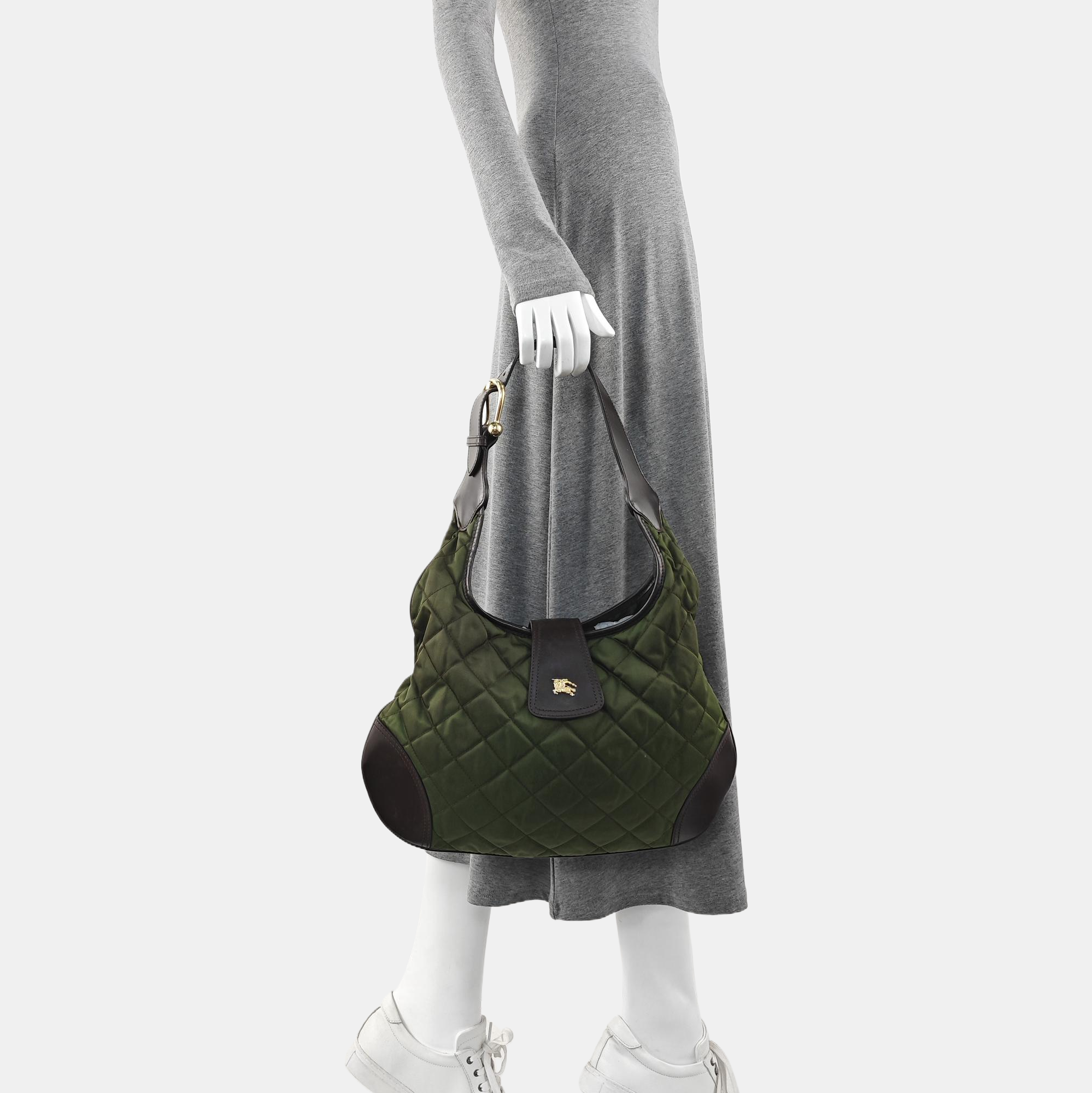 Quilted Nylon Shoulder Bag Green