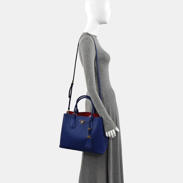 Double Medium Saffiano Calfskin Blue