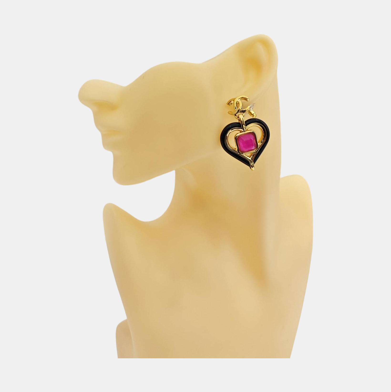CC Logo Metal Gold Clip On Earrings