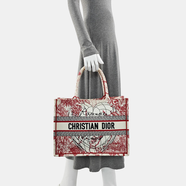 Book Tote Medium Fabric Red