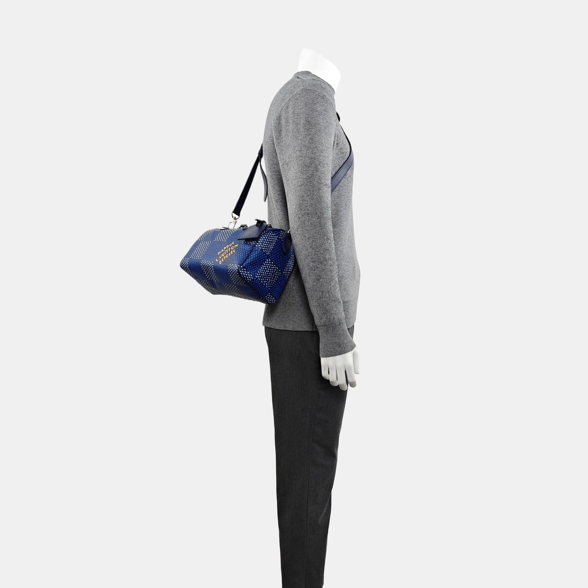 SPEEDY 25 Damier Coated Canvas Blue