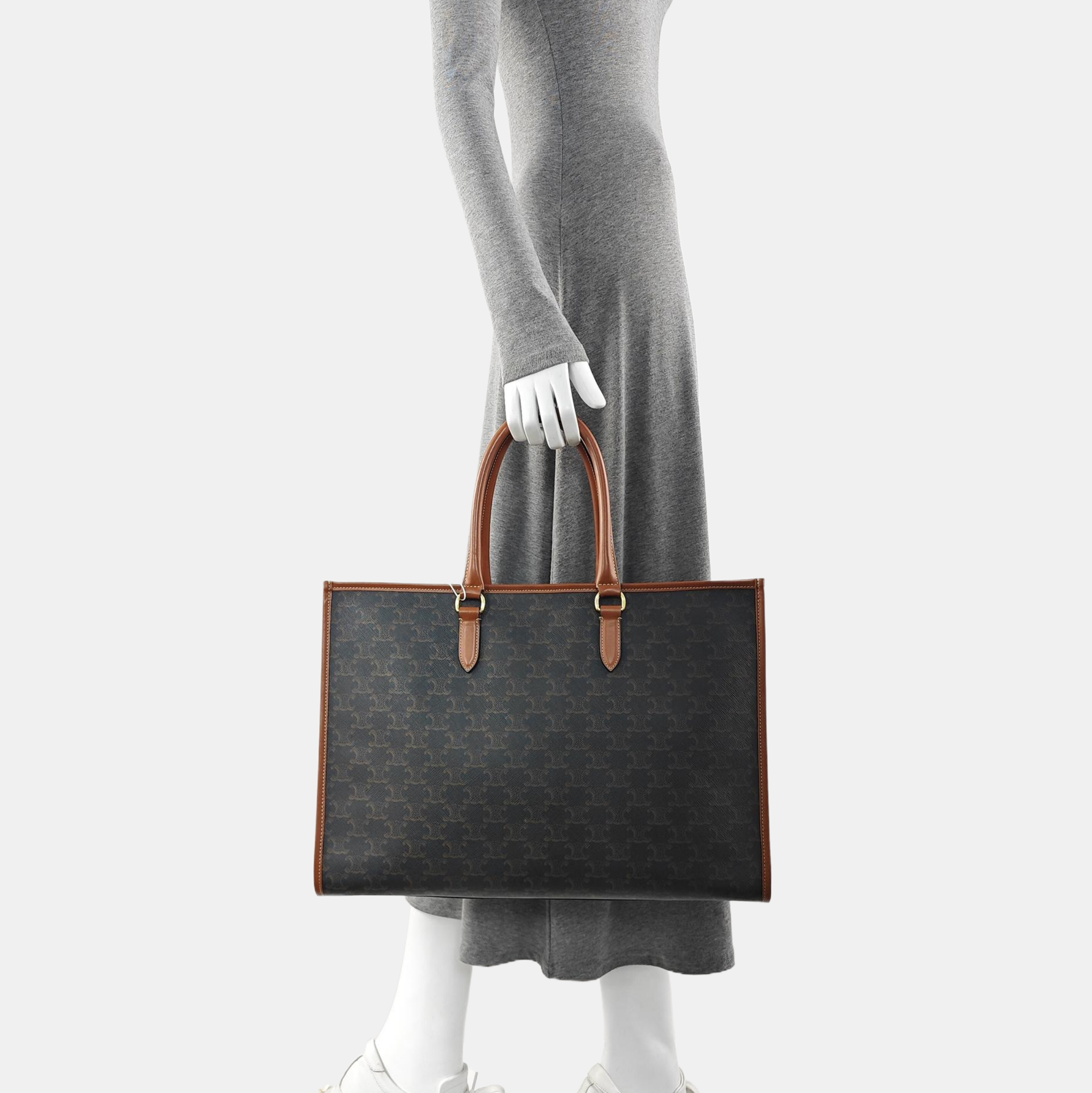 Coated Canvas Tote Bag Brown