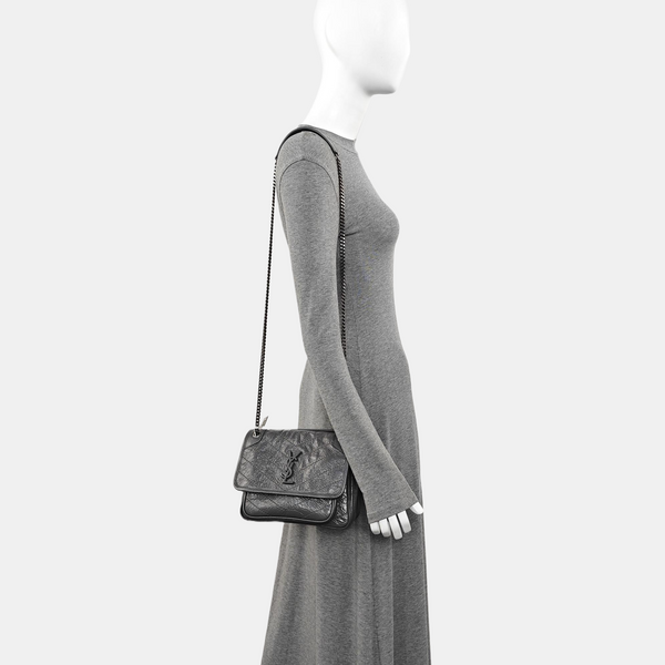 NIKI Small Chevron Calfskin Gray