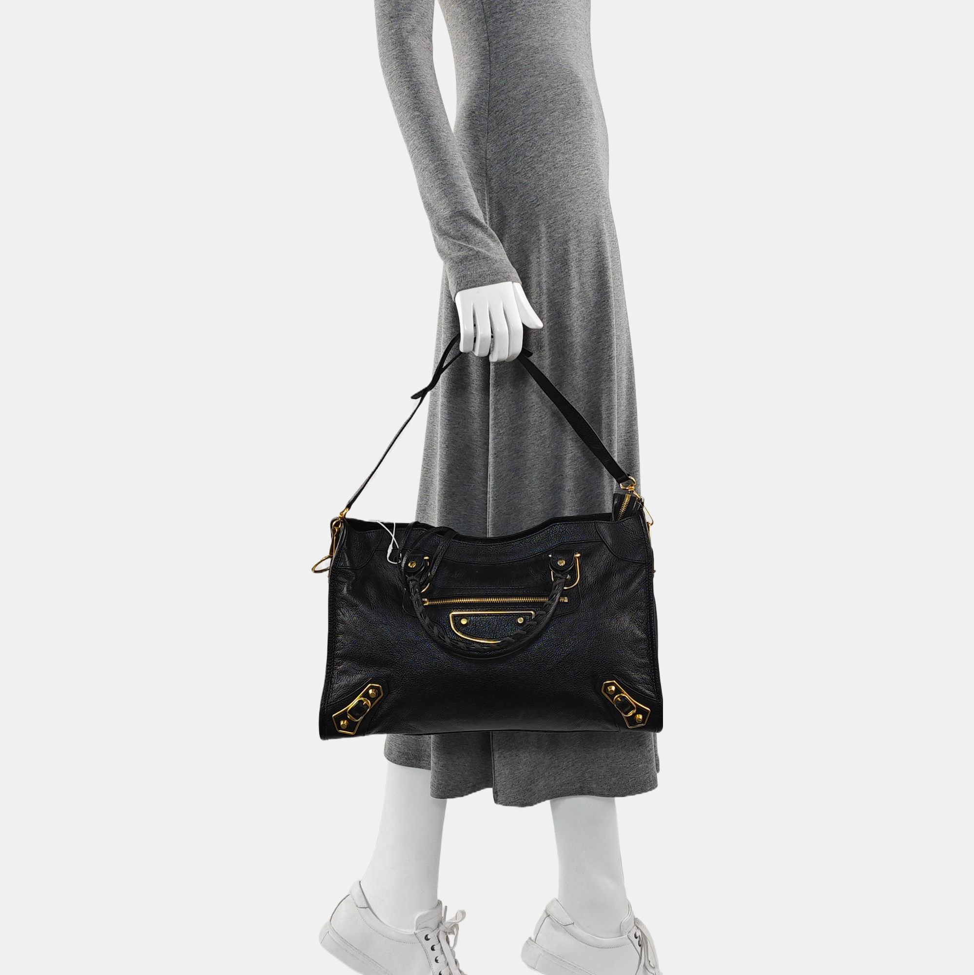 Classic Metallic Edge City Medium Lambskin Black
