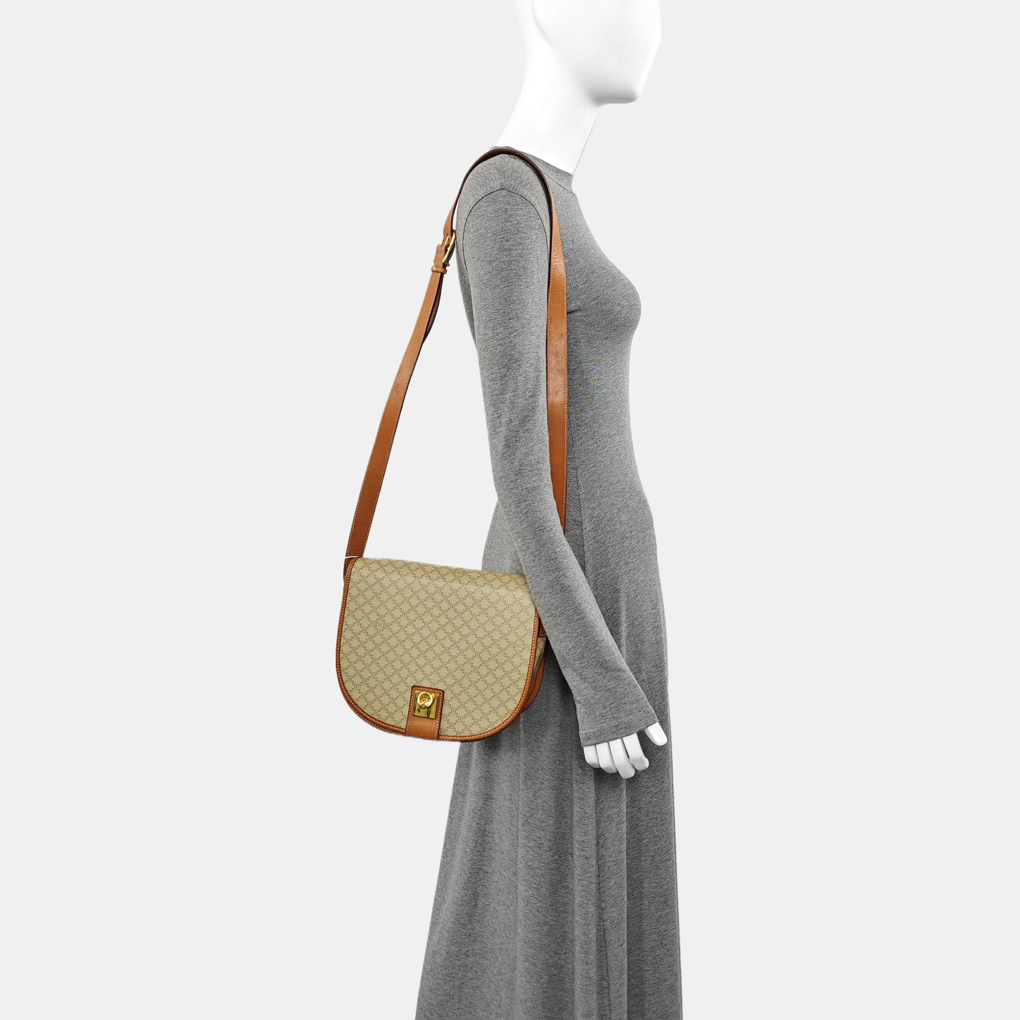 Coated Canvas Crossbody Bag Beige