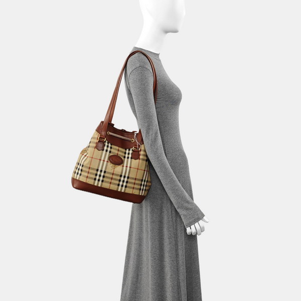 Coated Canvas Shoulder Bag Beige