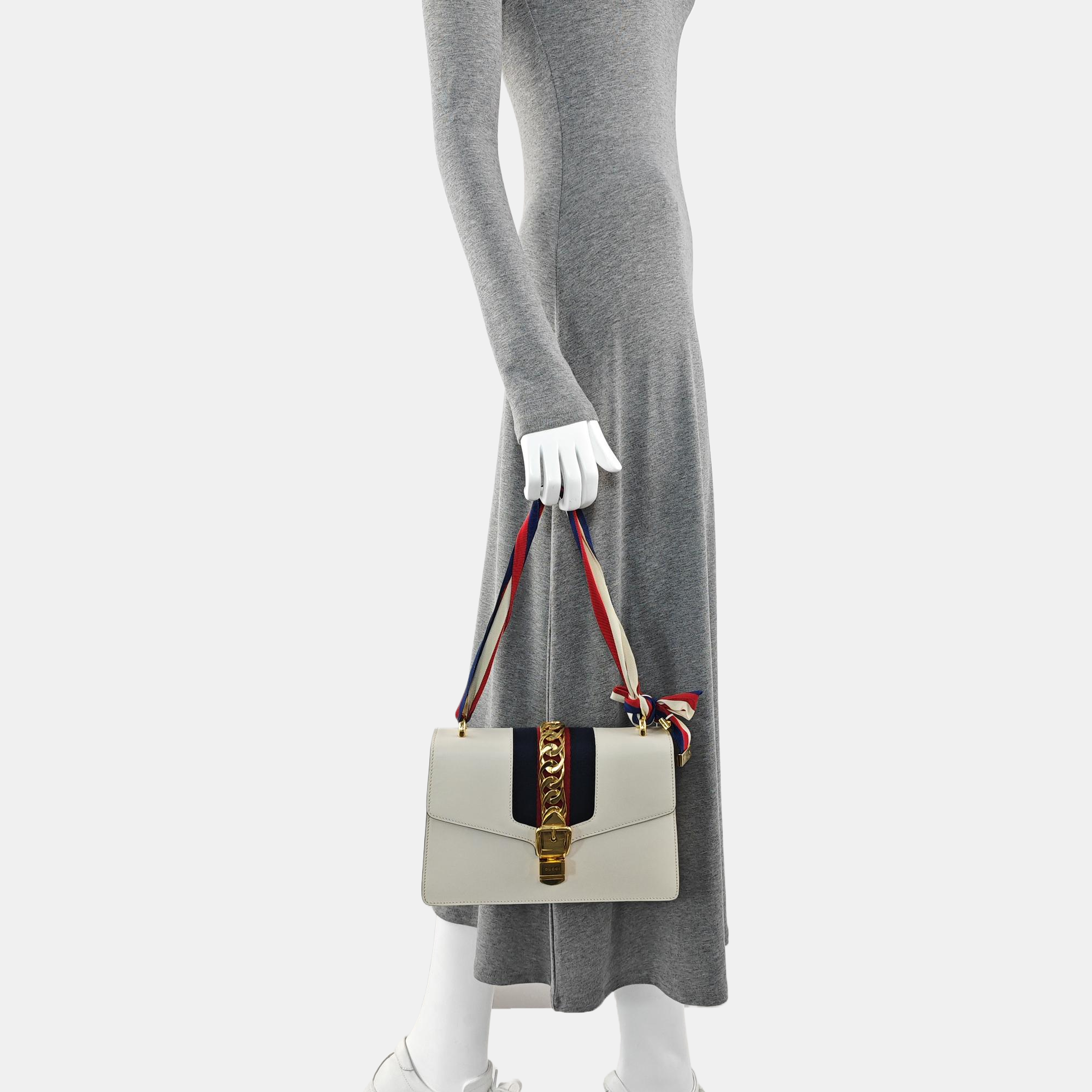 Authenticated pre-owned  Sylvie Small Calfskin White - Top Handle Bag at Looply