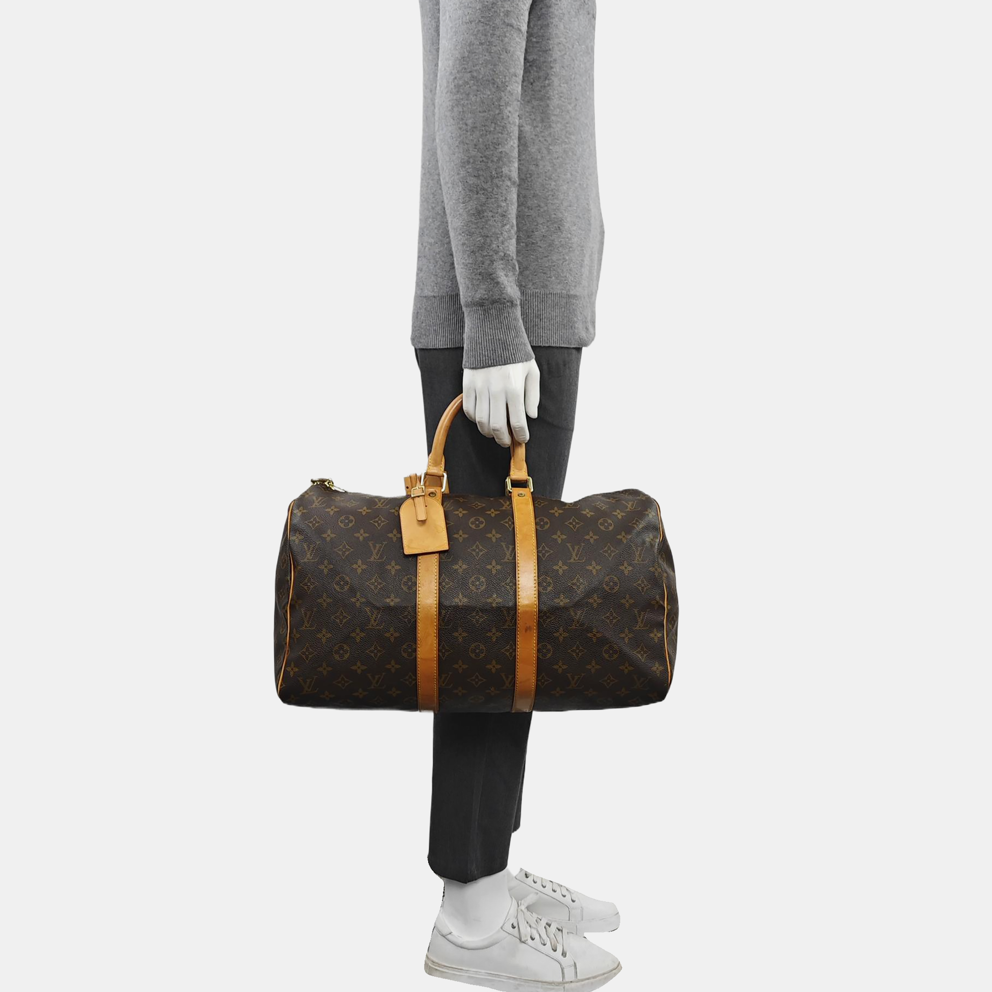 KEEPALL 45 Monogram Coated Canvas Brown