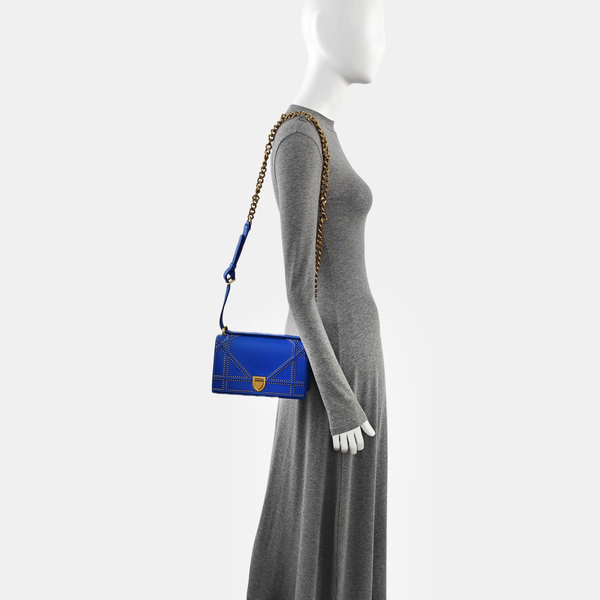 Diorama Small Cannage Calfskin Blue
