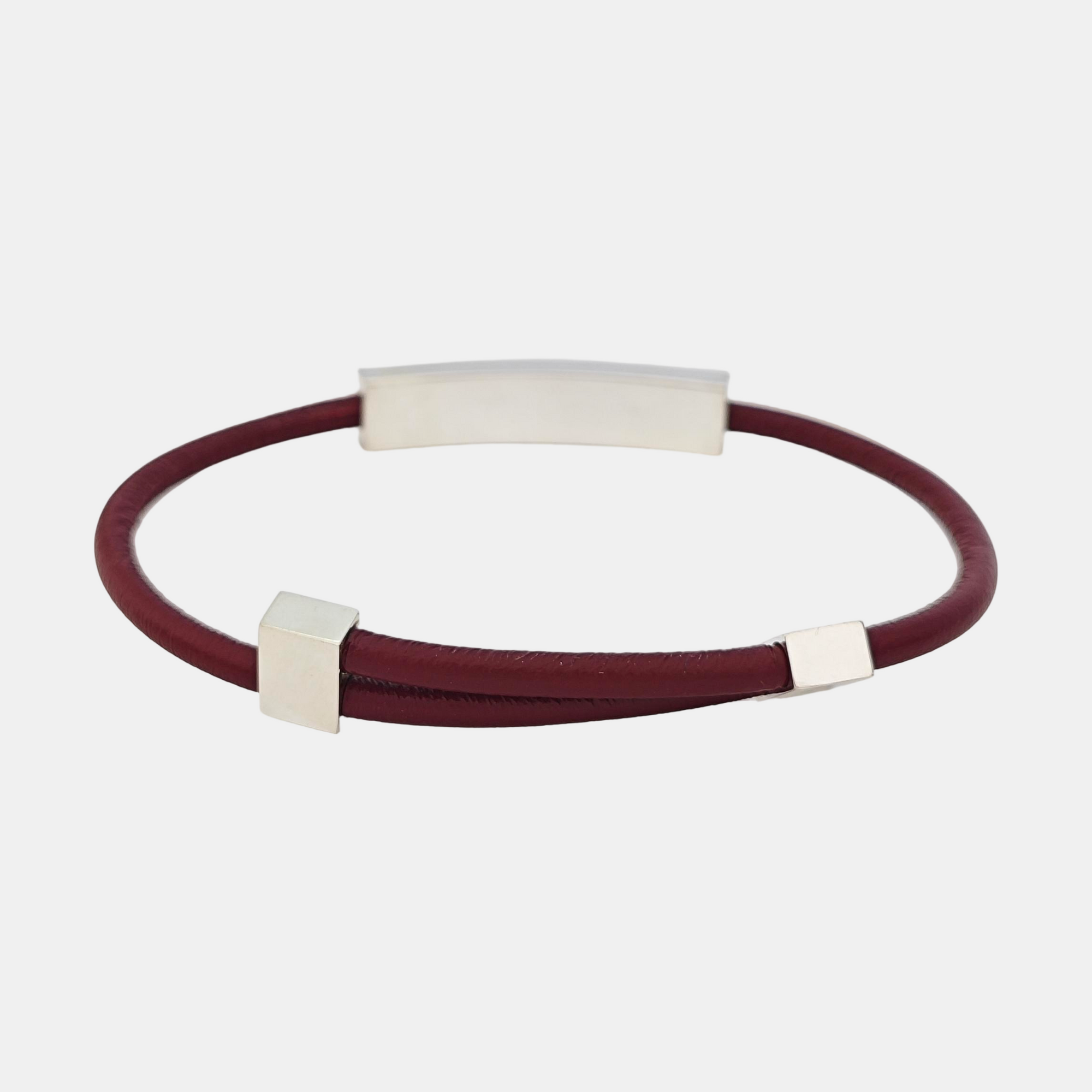 Leather Silver Bangle
