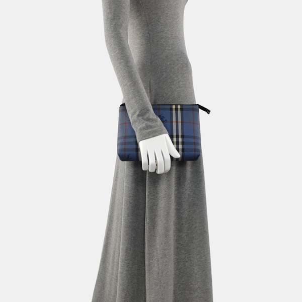 Coated Canvas Clutch Blue