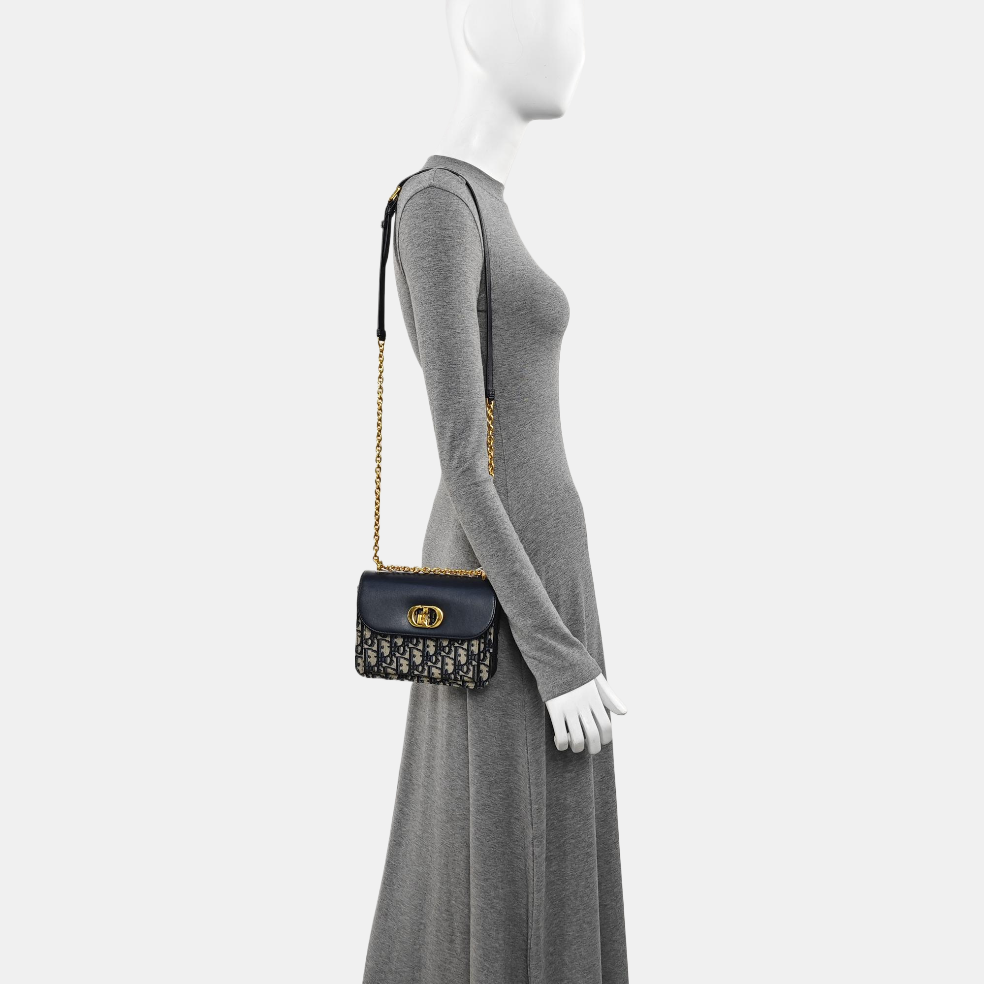 30 Montaigne Mini Oblique Canvas Blue