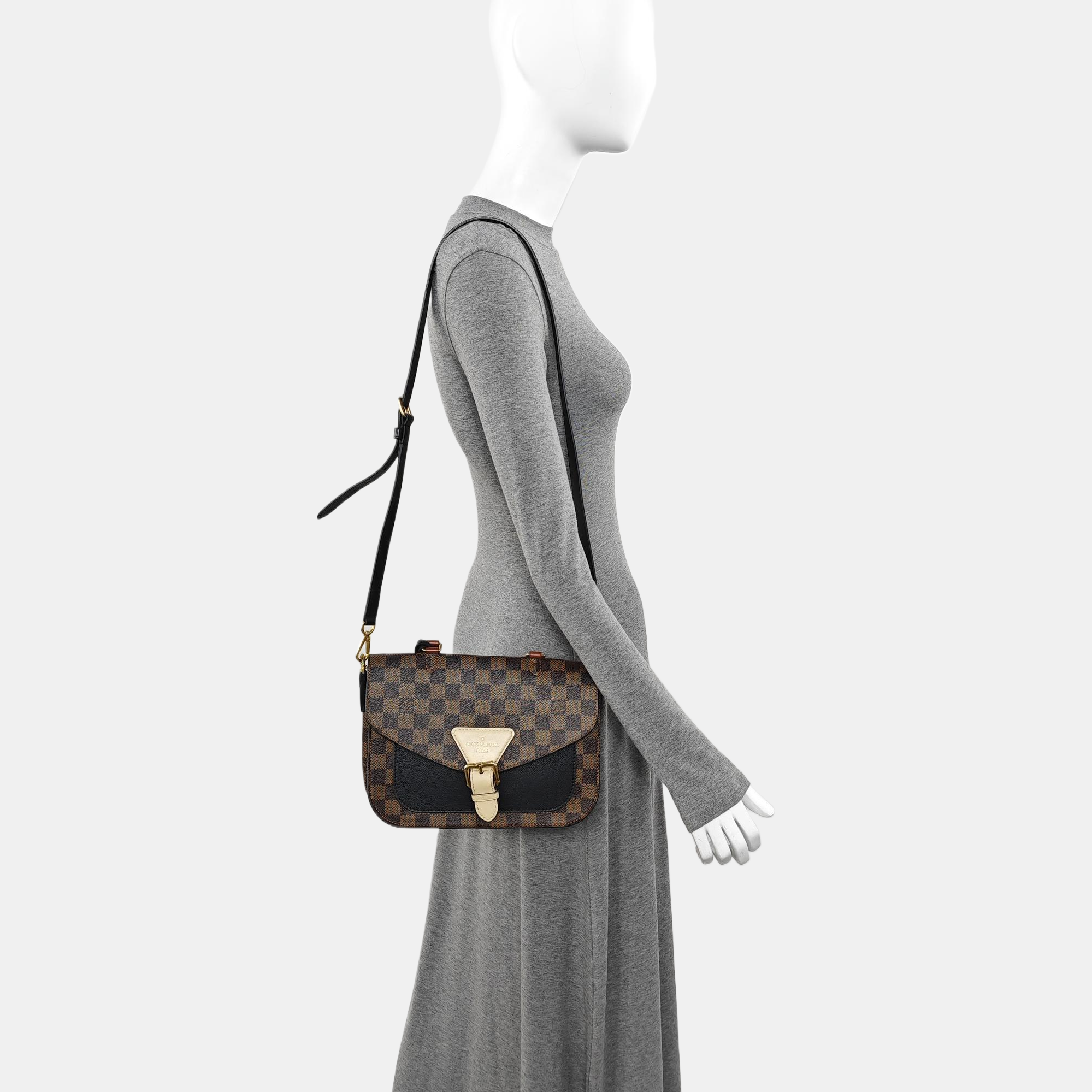BEAUMARCHAIS Damier Ebene Coated Canvas Brown