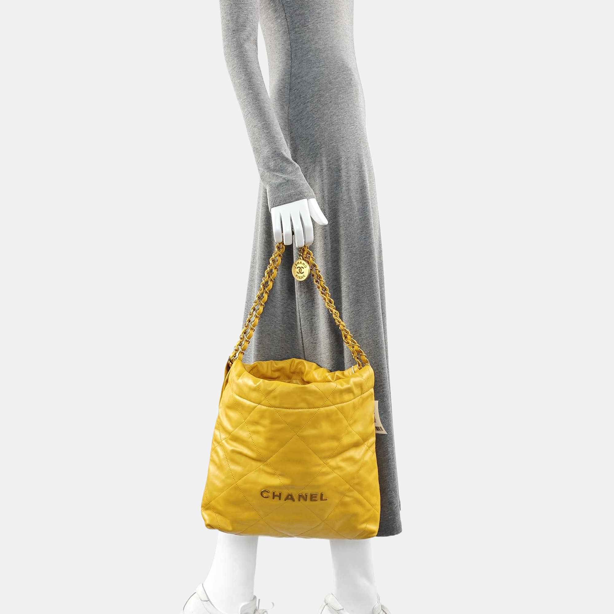 CHANEL 22 Small Quilted Calfskin Yellow