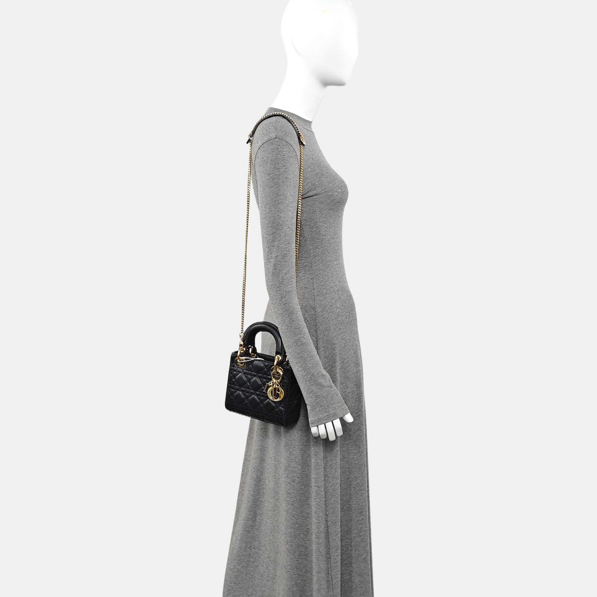 Lady Dior Mini Cannage Lambskin Black