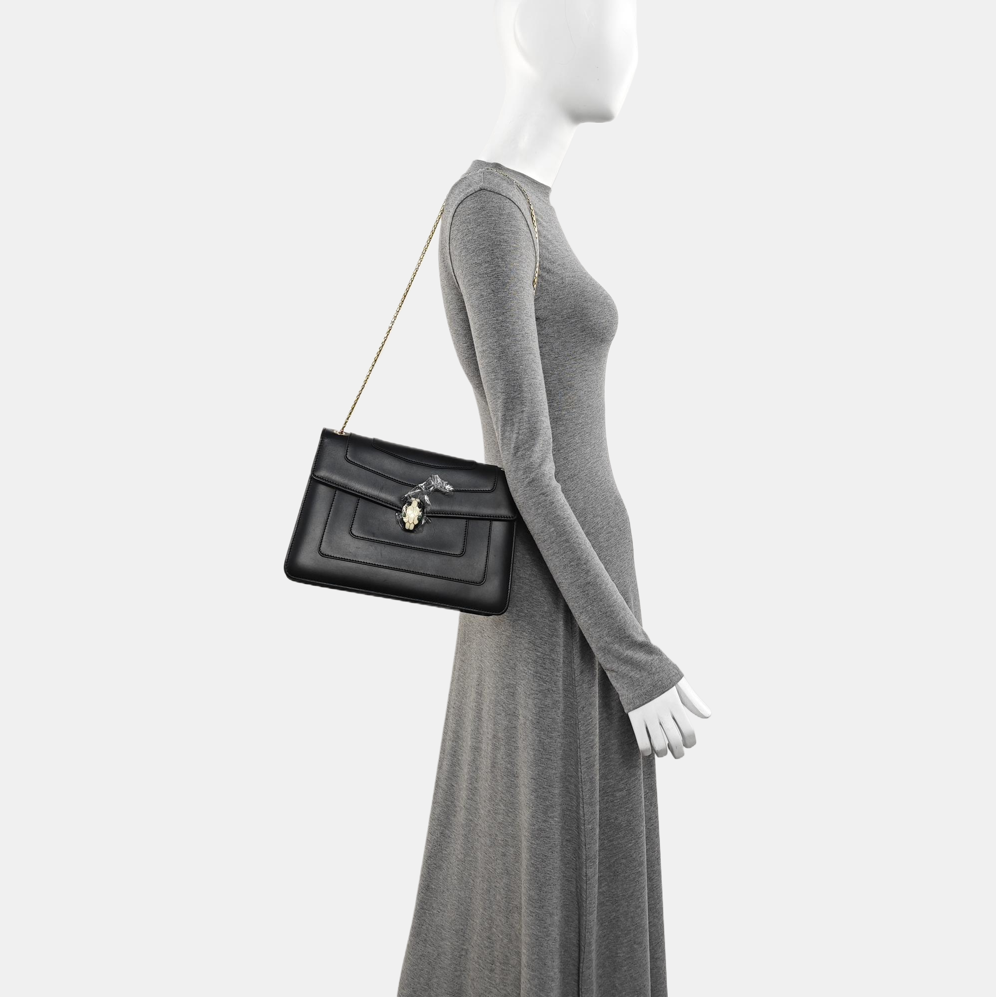 SERPENTI FOREVER Medium Quilted Calfskin Black
