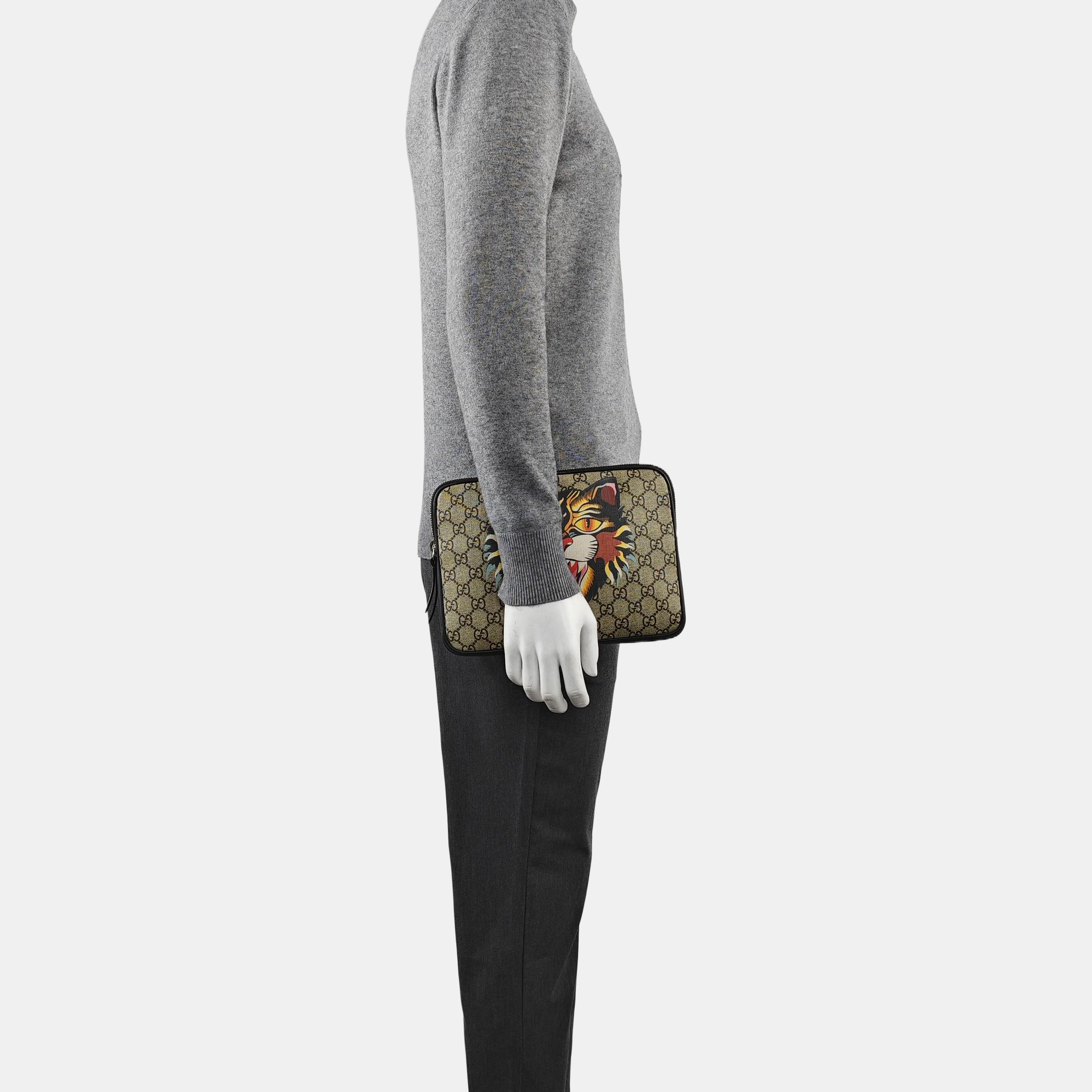 Authenticated pre-owned  GG Marmont Monogram Coated Canvas Beige - Clutch at Looply