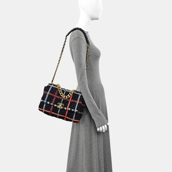 CHANEL 19 Large Quilted Wool Multicolor