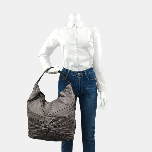 Calfskin Top Handle Bag Gray