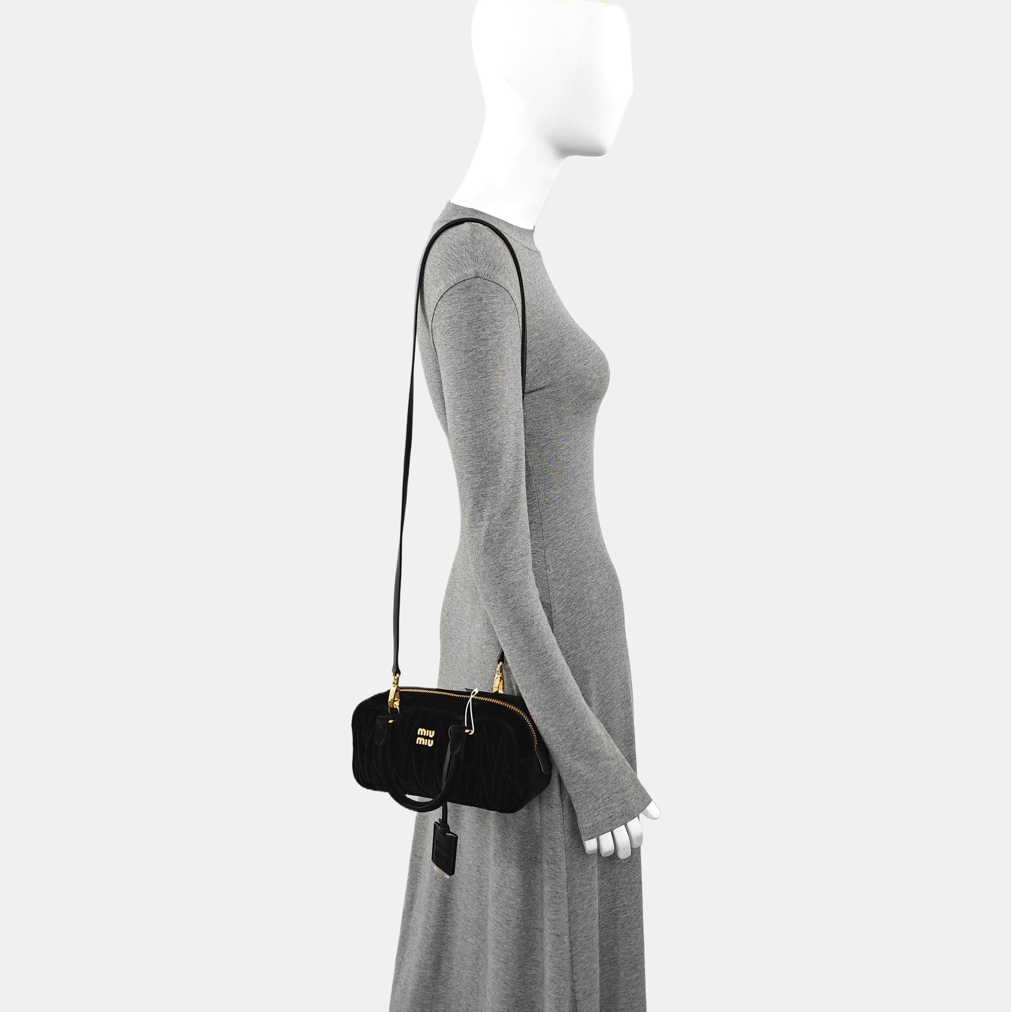 Arcadie Matelassé Small Velvet Black