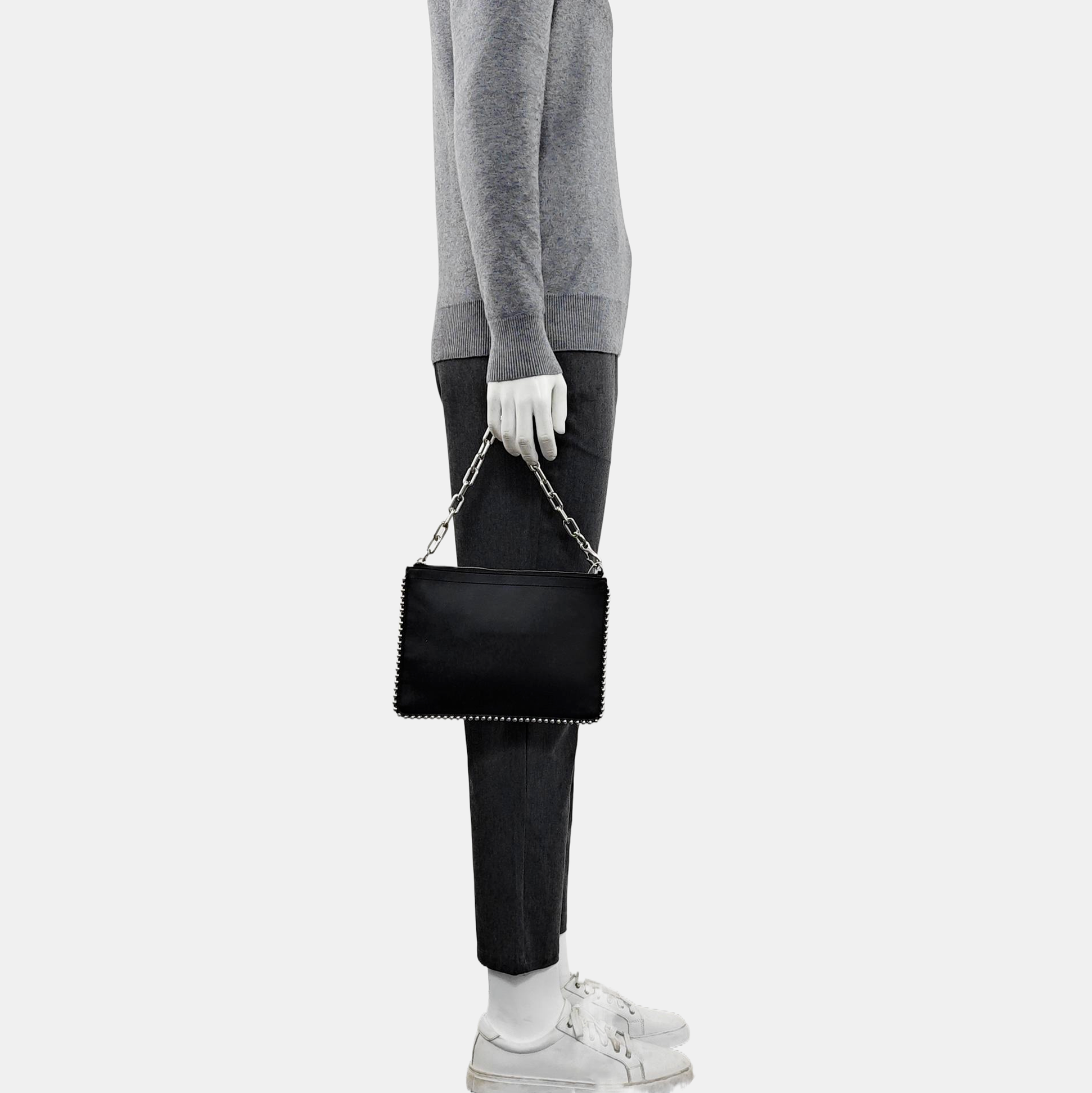 Leather Top Handle Bag Black