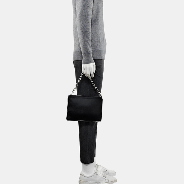 Leather Top Handle Bag Black