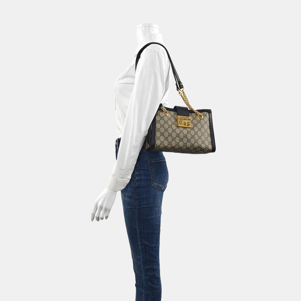 Padlock Small Monogram Coated Canvas Beige