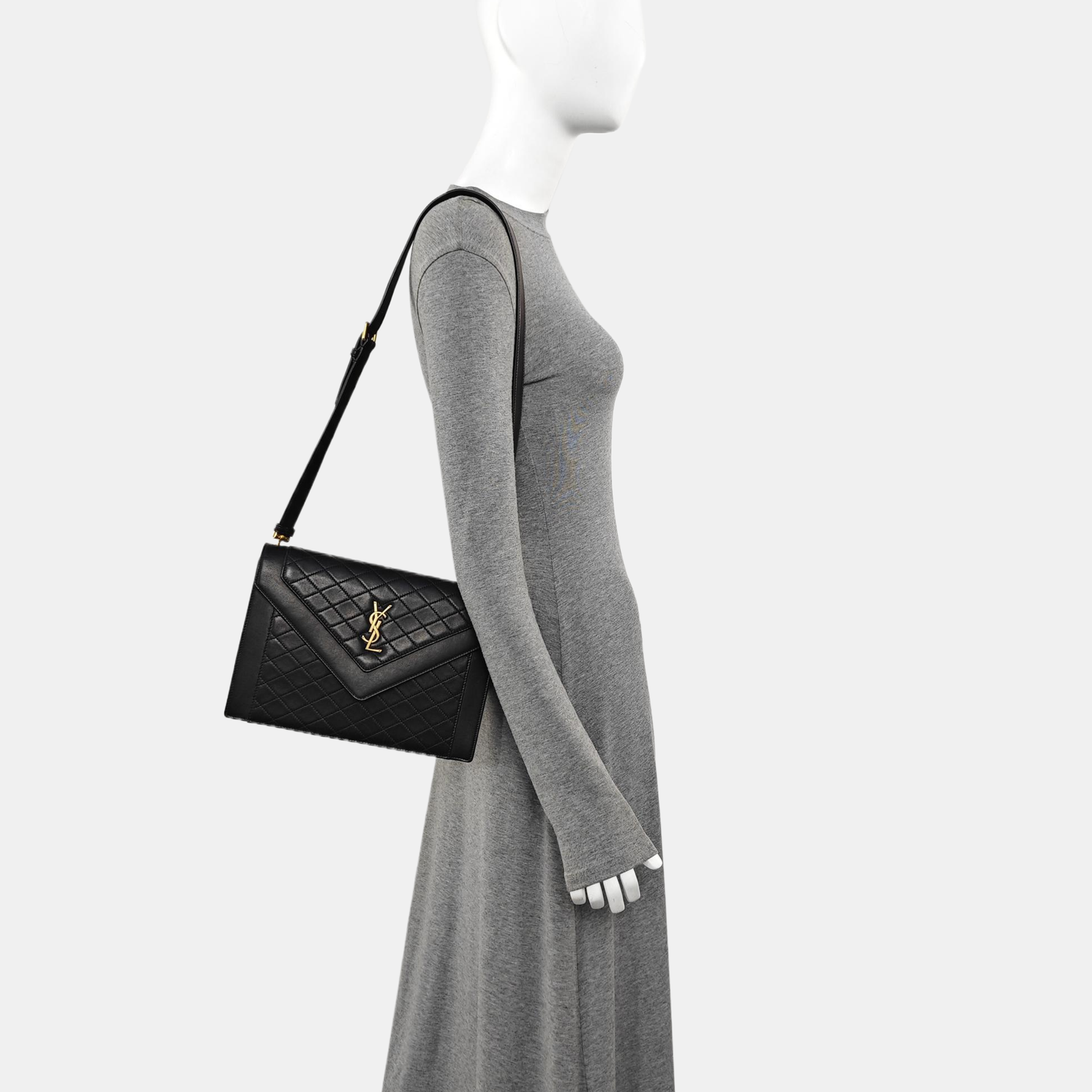 Quilted Lambskin Shoulder Bag Black