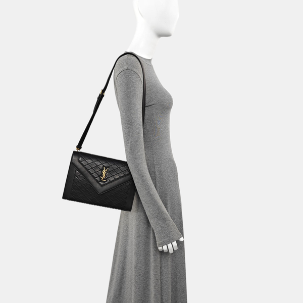 Quilted Lambskin Shoulder Bag Black