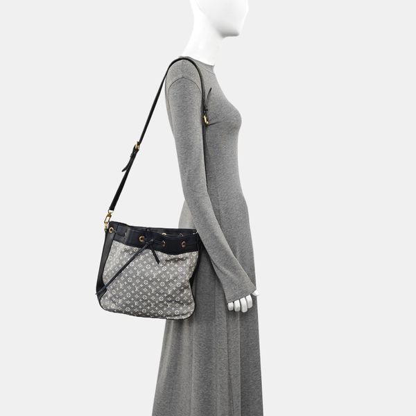 Monogram Denim Bucket Bag Gray