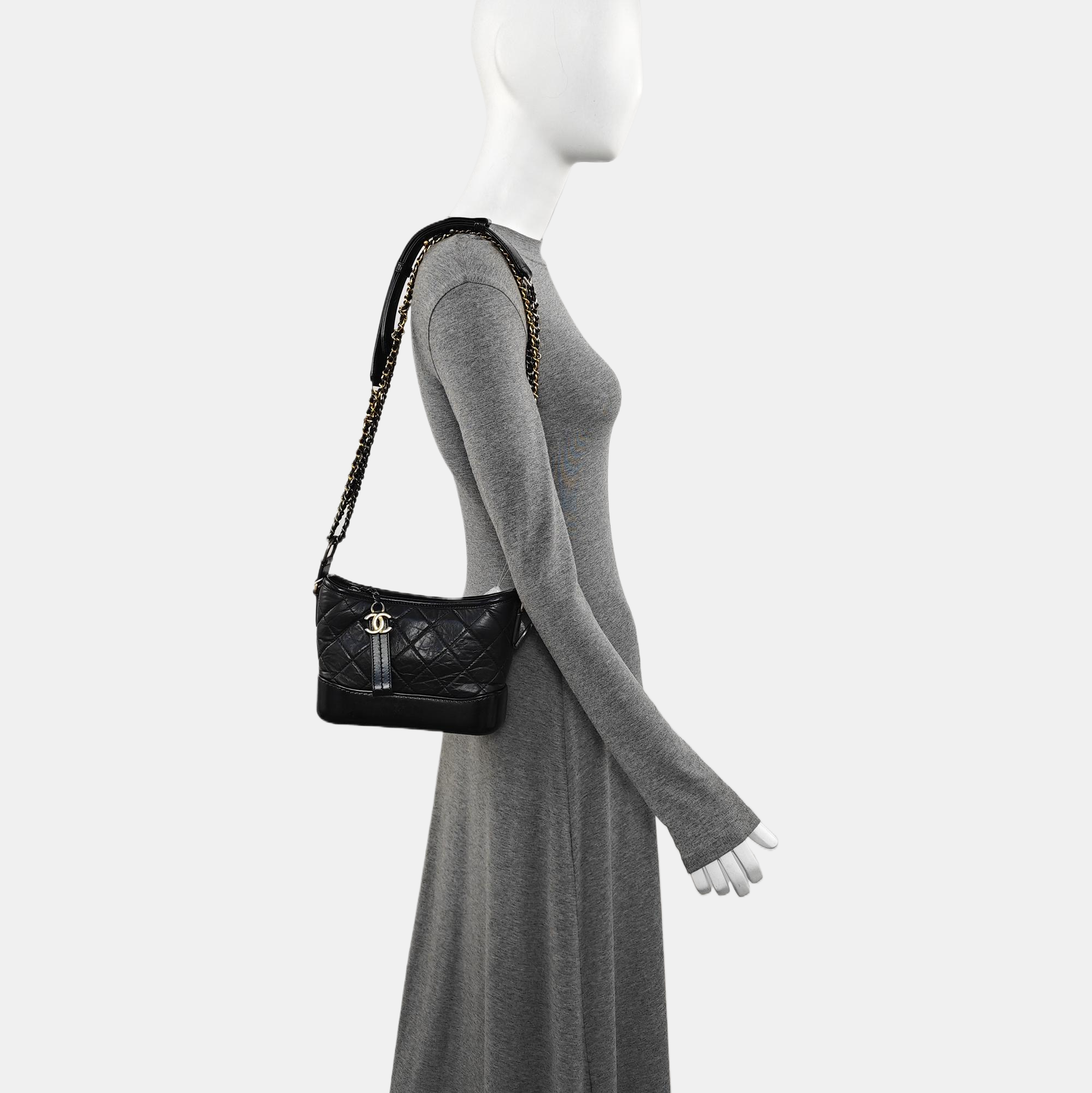 GABRIELLE Small Quilted Calfskin Black