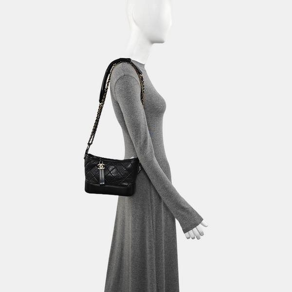 GABRIELLE Small Quilted Calfskin Black