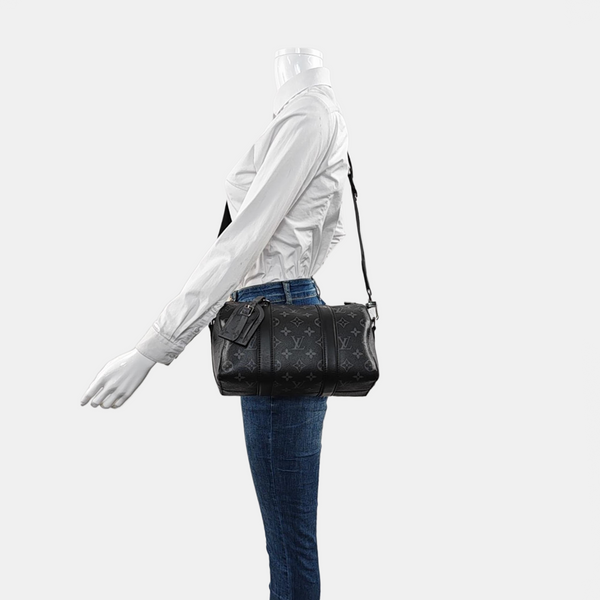 KEEPALL Monogram Coated Canvas Black