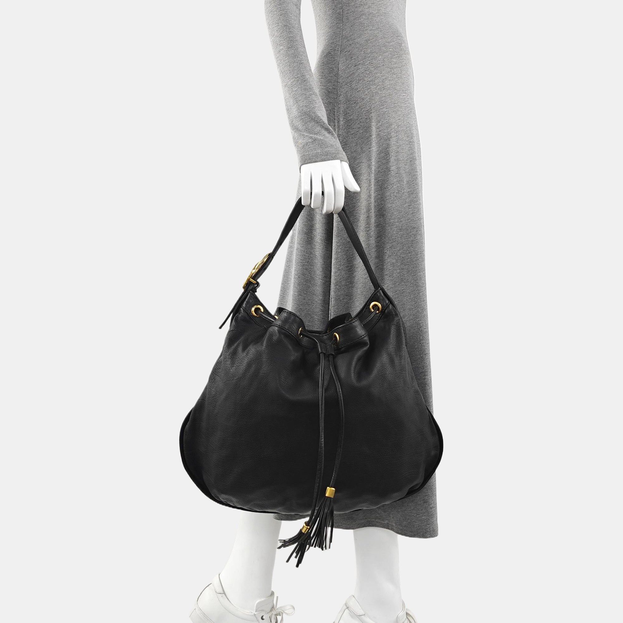 Calfskin Top Handle Bag Black