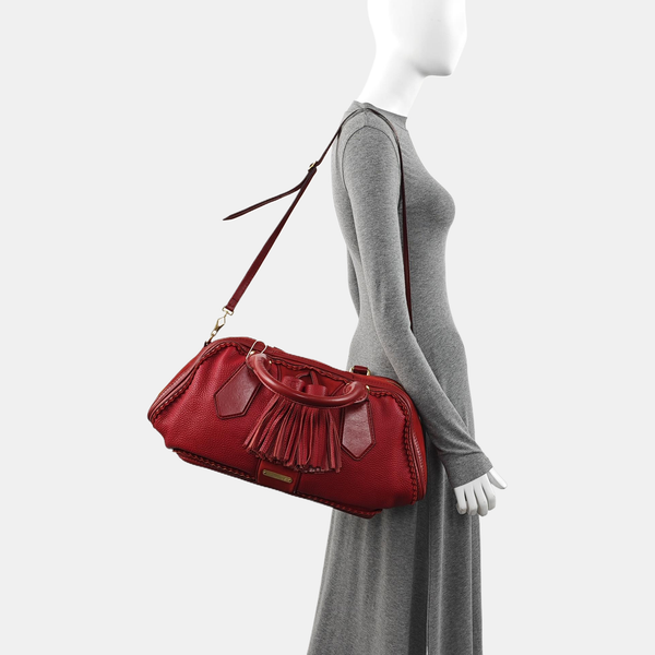 Leather Shoulder Bag Red