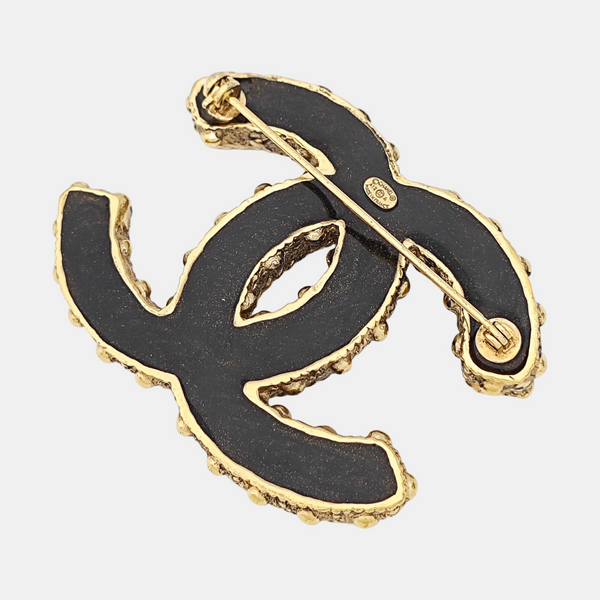 CC Logo Metal Gold Brooch