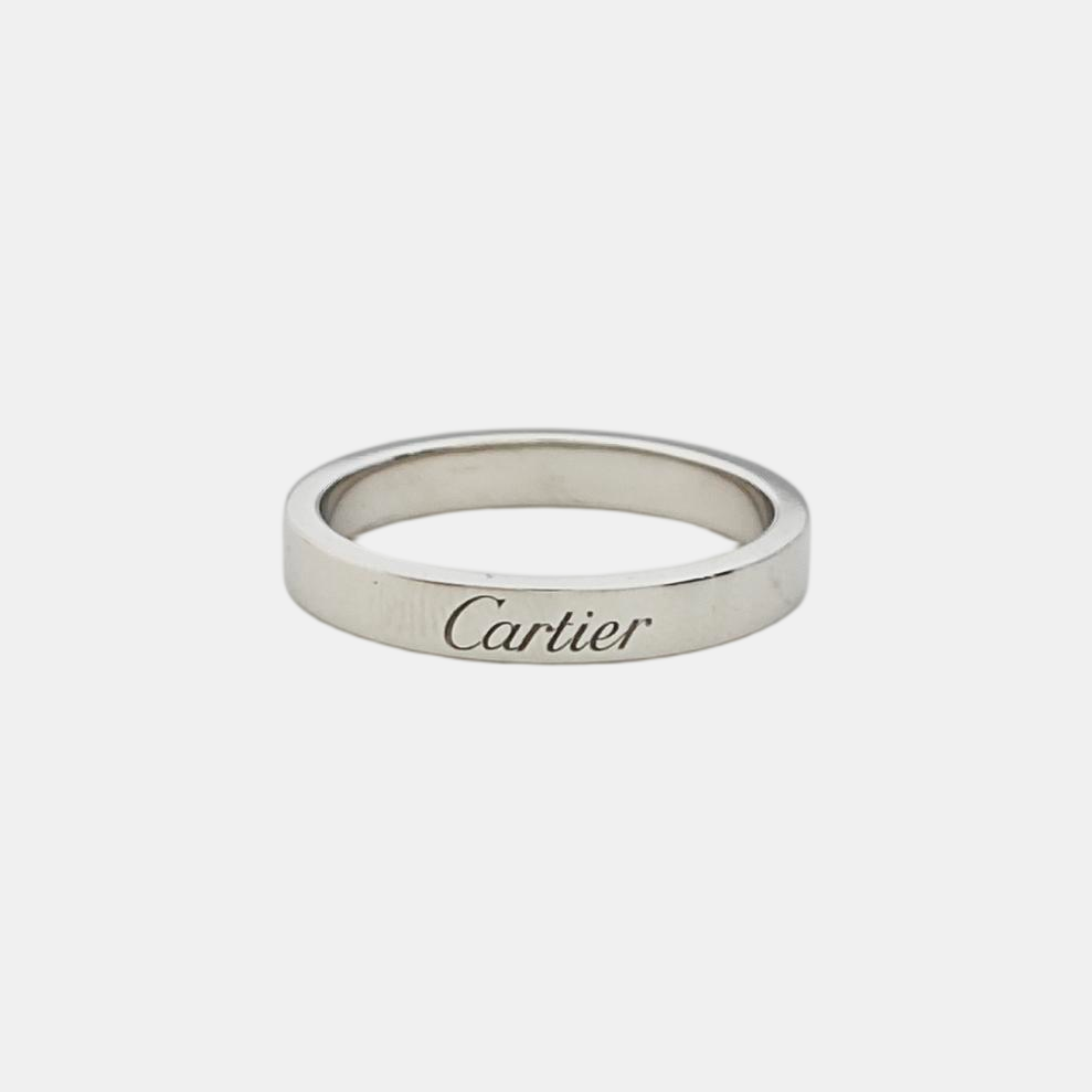 C DE CARTIER Platinum 950 Silver Ring EU 51