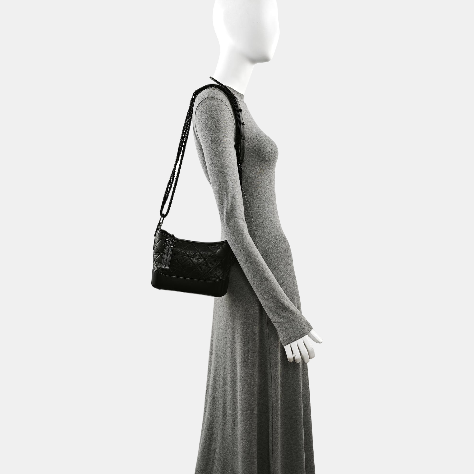 GABRIELLE Small Quilted Calfskin Black
