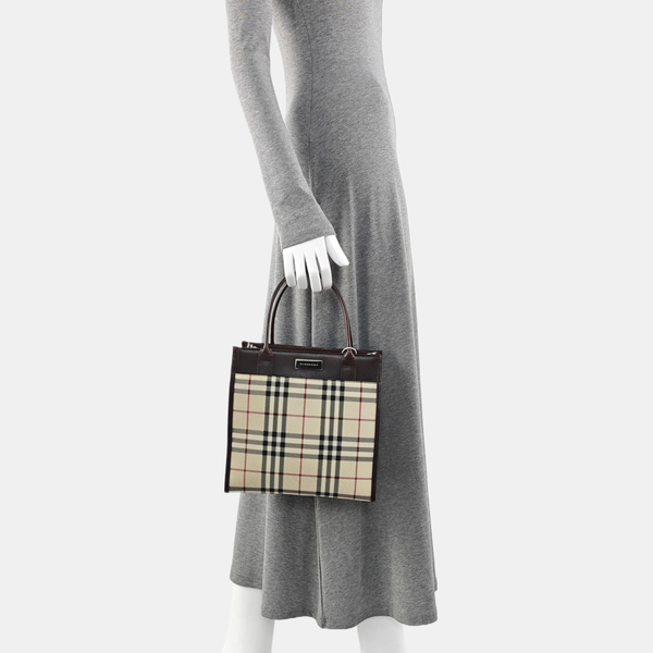 Coated Canvas Top Handle Bag Beige