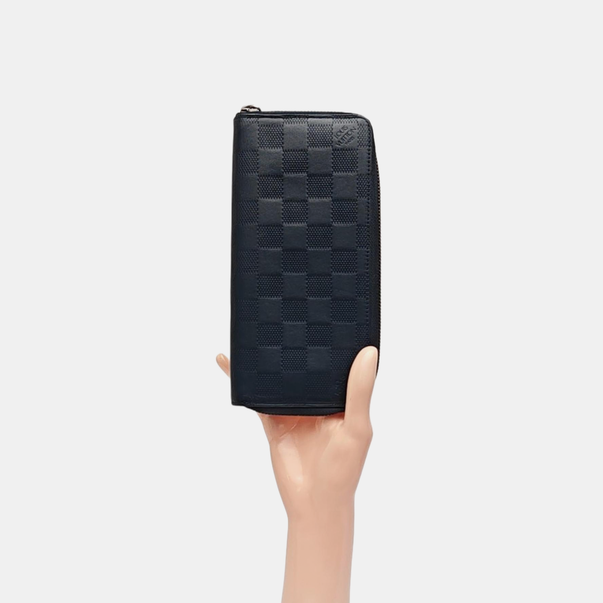 ZIPPY Damier Calfskin Blue Wallet
